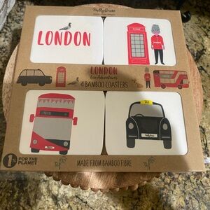 Milly Green London bamboo Coaster set of 4 - Brand new